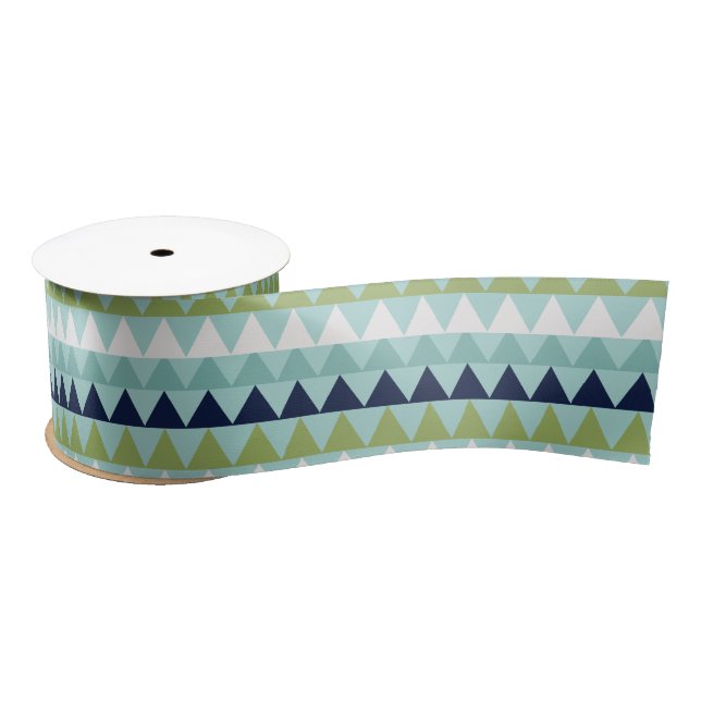 Neptune, Seashell, Green and Navy triangles   Satin Ribbon (Spool)