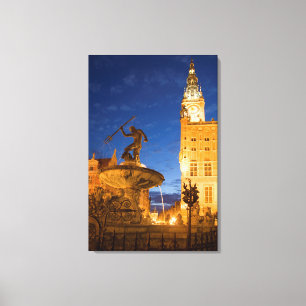 Neptune Statue In Fountain Canvas Print
