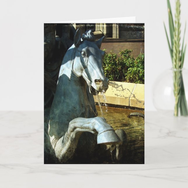 Neptune's Horse, Plaza Fountain Detail, Birthday Card (Front)