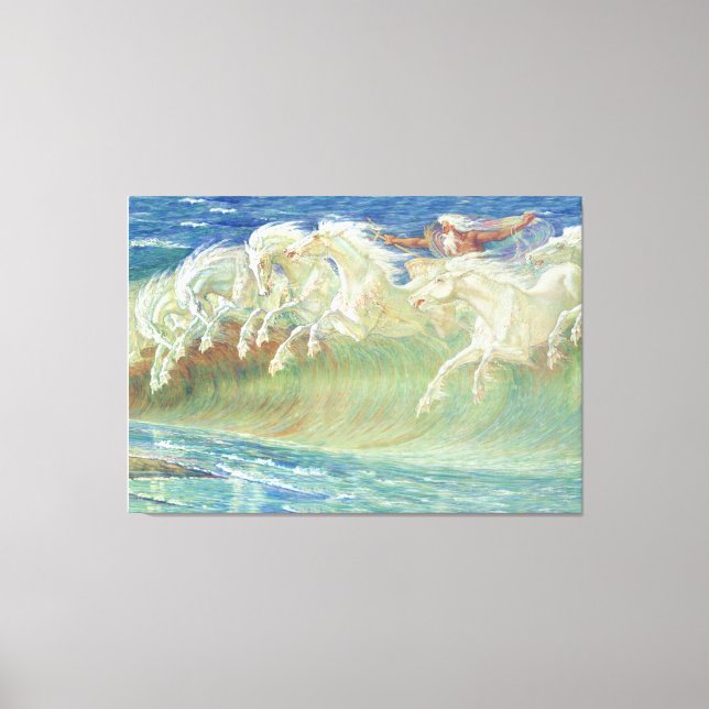 Neptune's Horses By Walter Crane Canvas Print (Front)