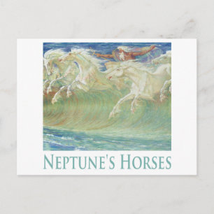 NEPTUNE'S HORSES RIDE THE WAVES POSTCARD
