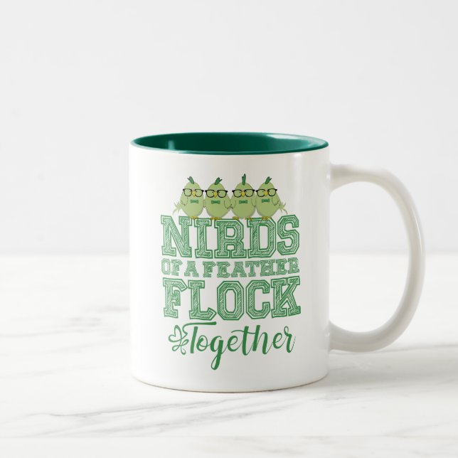 Nerd Bird Funny Nirds of a Feather Flock Together Two-Tone Coffee Mug (Right)
