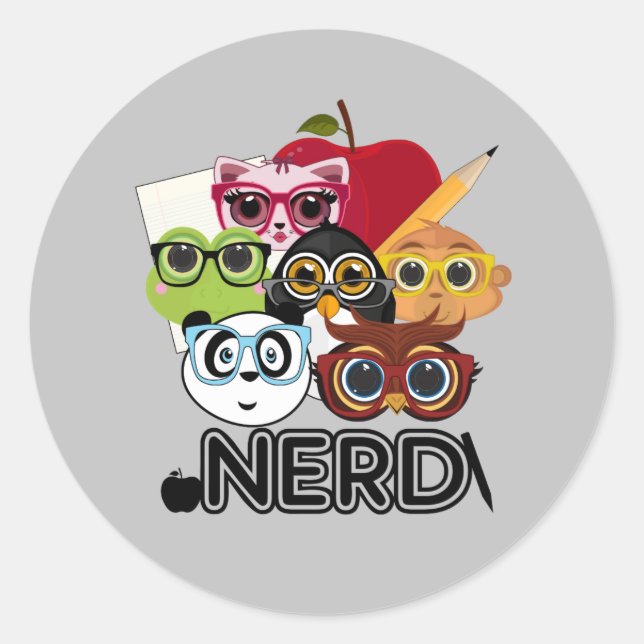 Nerd Classic Round Sticker (Front)