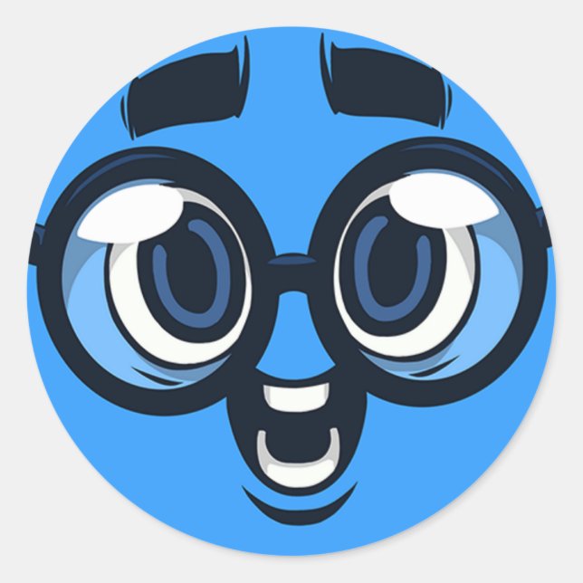 Nerd Emoji Classic Round Sticker (Front)