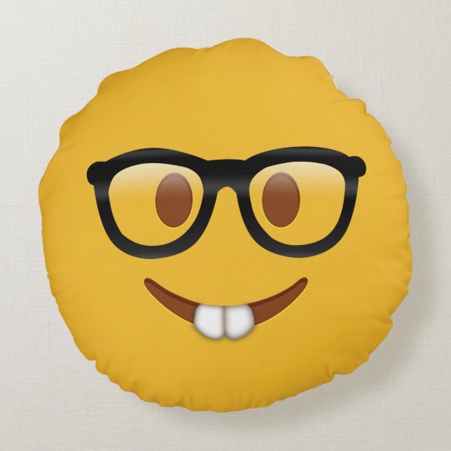 Nerd Emoji  Round Pillow (Back)