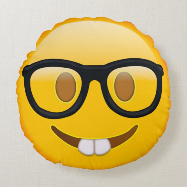 Nerd Emoji Round Pillow (Front)