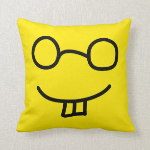 Nerd Emoticon Throw Pillow