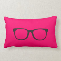 Nerd Glasses Black & White Chevron Pillow