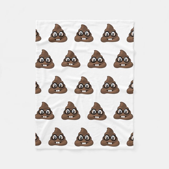 Nerd Glasses Poop Emoji Fleece Blanket (Front)