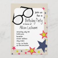 Nerd Glasses & Stars Birthday Party Invitation