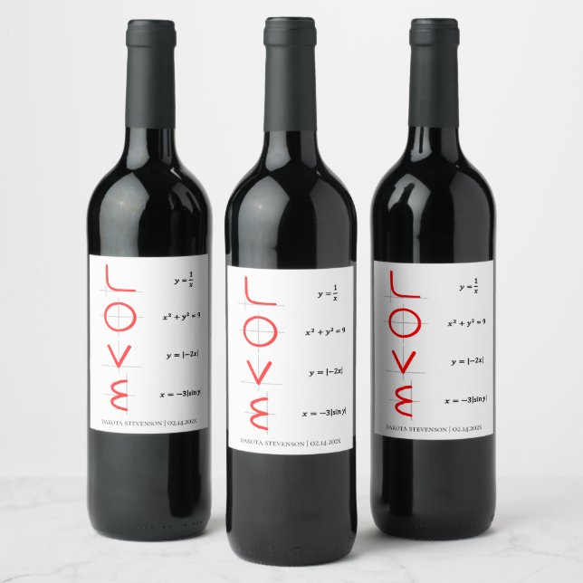 Nerd Humour | Math and Science Geek Love Graph Wine Label (Bottles)