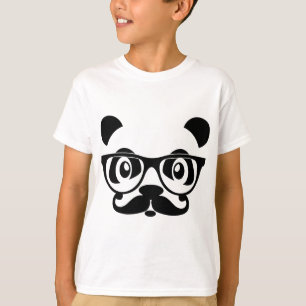 nerd panda with moustache and glasses T-Shirt