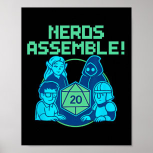 Nerds Emble Board Game Dice Pixel Gamer Design  Poster