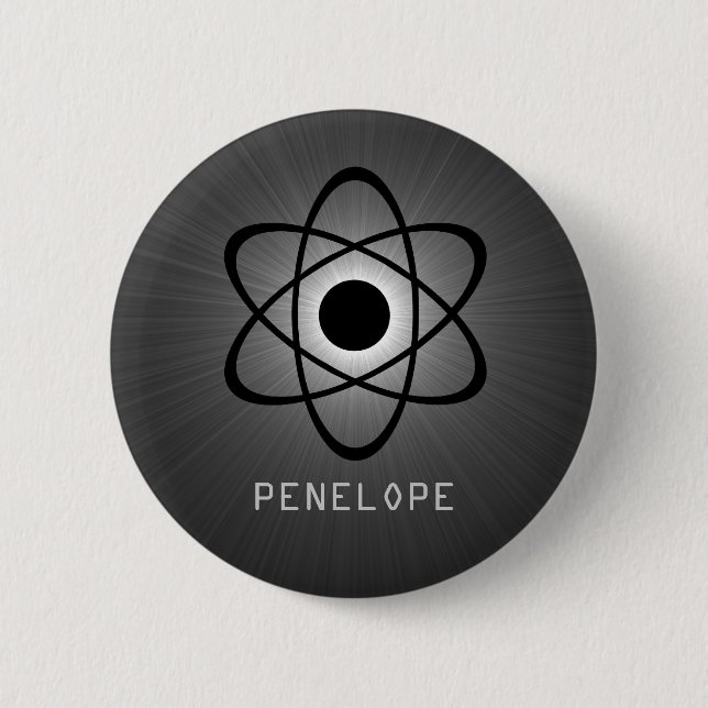 Nerdy Atomic Button, Grey 2 Inch Round Button (Front)