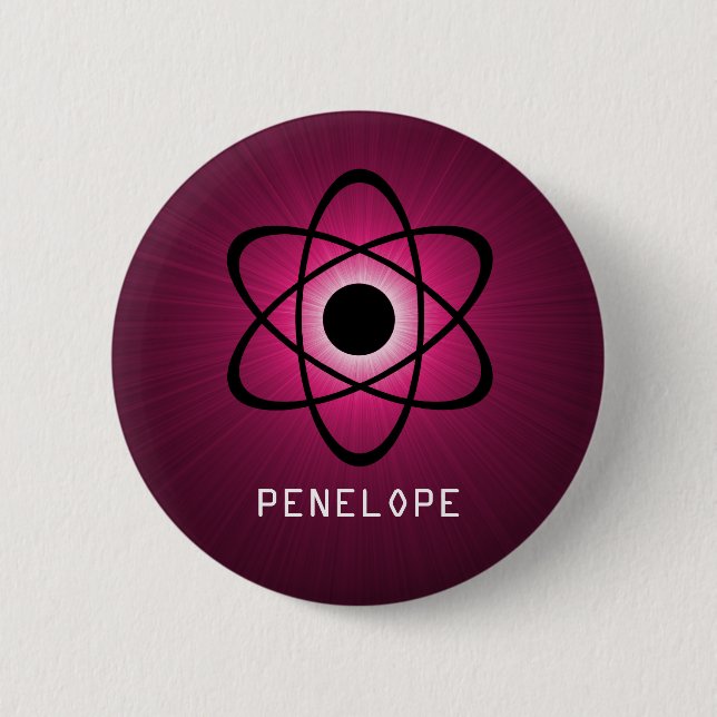 Nerdy Atomic Button, Pink 2 Inch Round Button (Front)