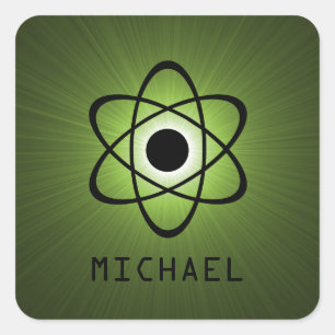 Nerdy Atomic Customizable Stickers, Green Square Sticker