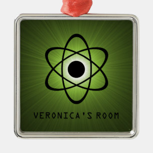 Nerdy Atomic Door Hanger Ornament, Green Metal Ornament
