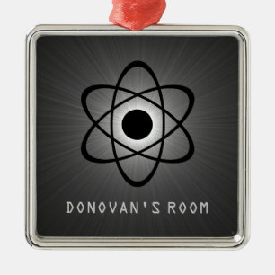 Nerdy Atomic Door Hanger Ornament, Grey Metal Ornament