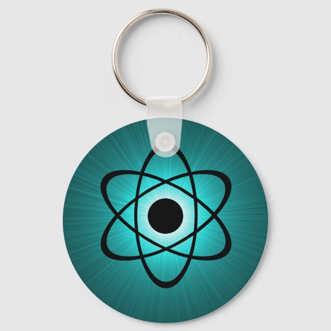 Nerdy Atomic Keychain, Teal Keychain (Front)