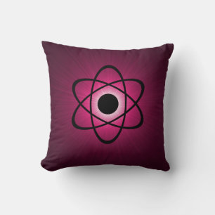 Nerdy Atomic Pillow, Pink Throw Pillow