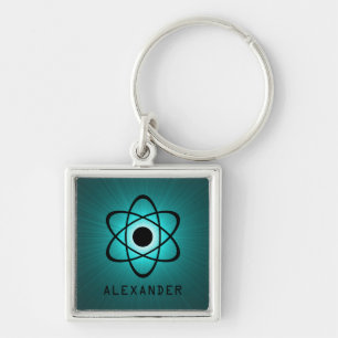 Nerdy Atomic Premium Keychain, Teal Keychain