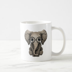 Nerdy Baby Elephant Wearing Glasses Coffee Mug
