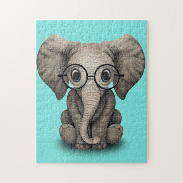 Nerdy Baby Elephant Wearing Glasses Jigsaw Puzzle (Vertical)