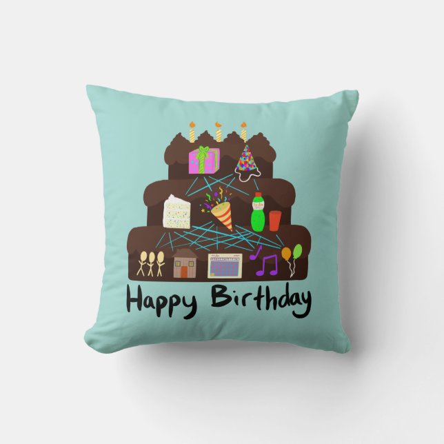 Nerdy Birthday Neural Network Throw Pillow (Front)