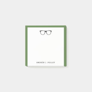 Nerdy Black Glasses Customized Square Post-It Notes