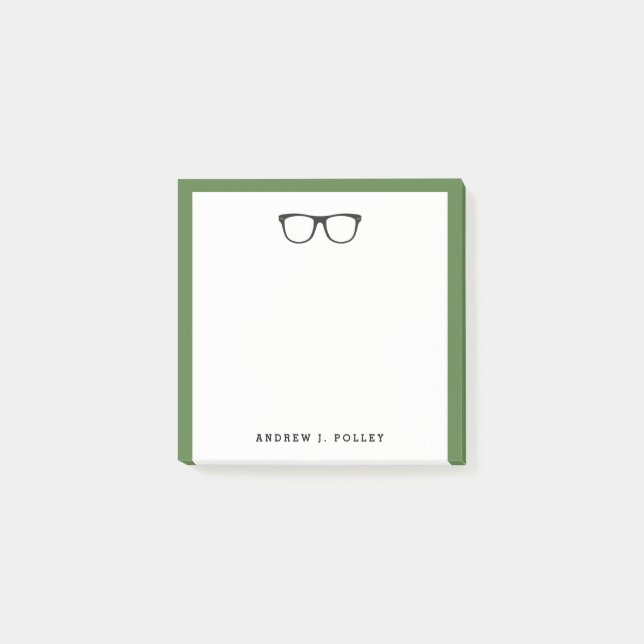 Nerdy Black Glasses Customized Square Post-It Notes (Front)