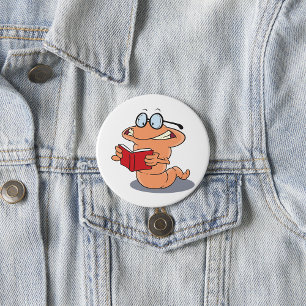 Nerdy Bookworm Reading A Book 3 Inch Round Button