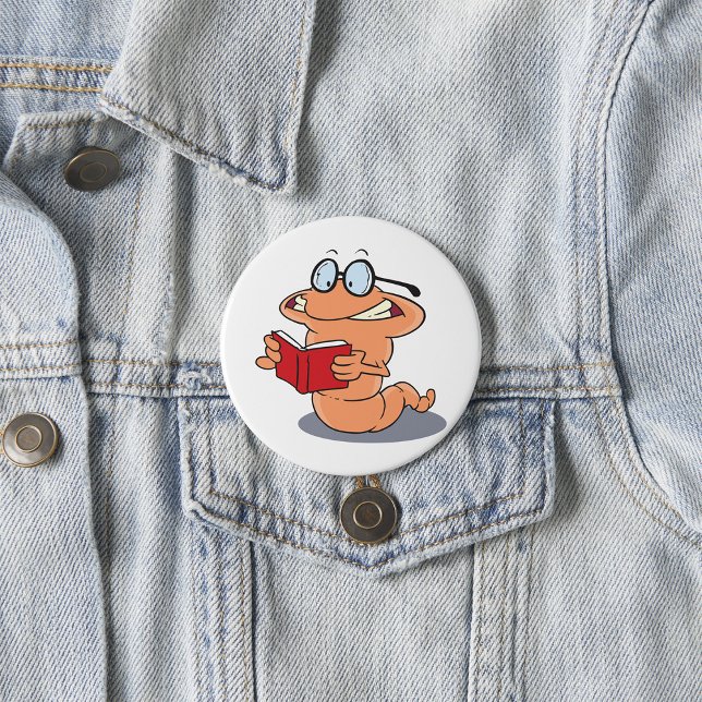 Nerdy Bookworm Reading A Book 3 Inch Round Button (Creator Uploaded)