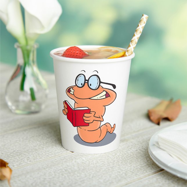 Nerdy Bookworm Reading A Book Paper Cups (Creator Uploaded)