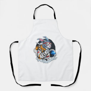 Nerdy Bunny Astronaut in Space, Explorer Spaceman  Apron