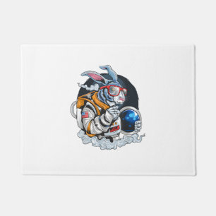 Nerdy Bunny Astronaut in Space, Explorer Spaceman Doormat