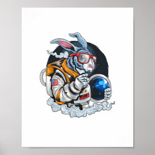Nerdy Bunny Astronaut in Space, Explorer Spaceman  Poster