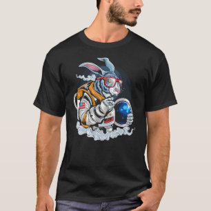 Nerdy Bunny Astronaut in Space, Explorer Spaceman  T-Shirt