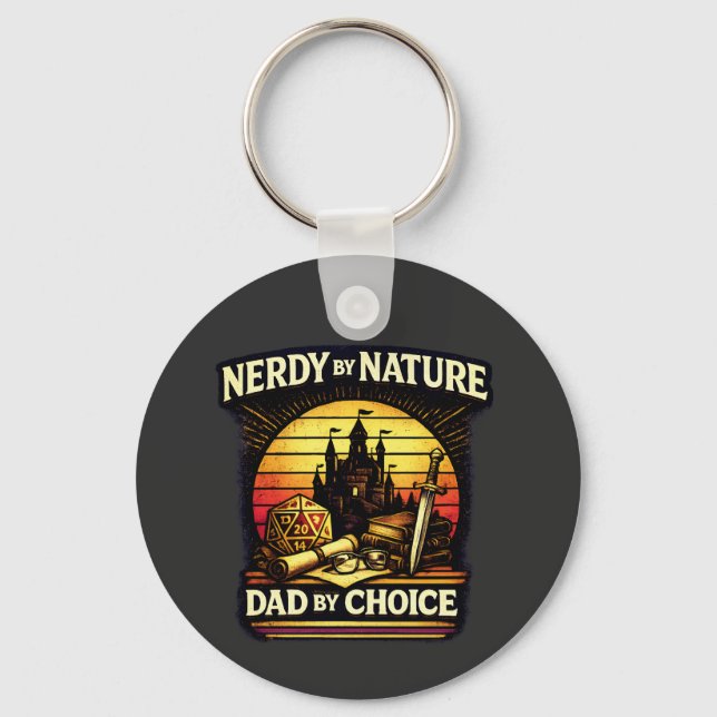 Nerdy By Nature Dad By Choice RPG Tabletop Gaming Keychain (Front)