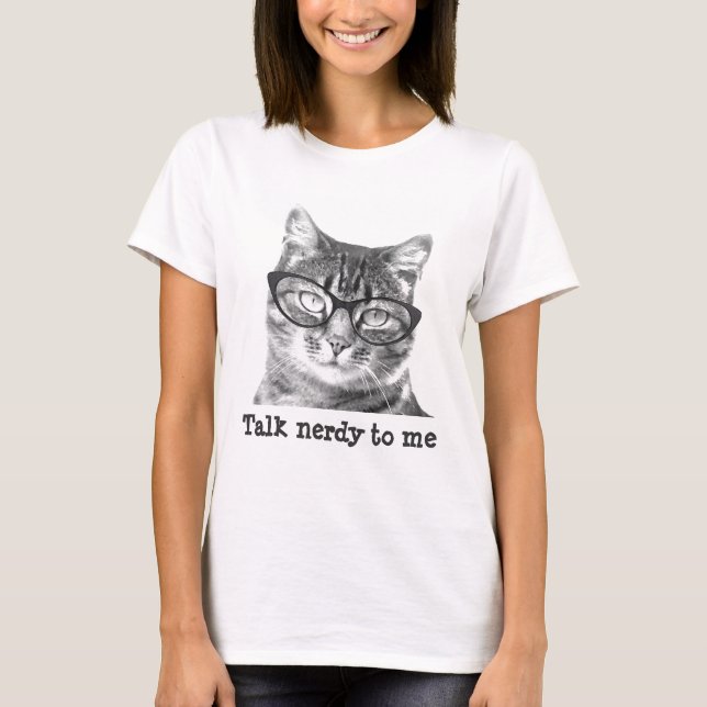 Nerdy cat t shirts for women (Front)