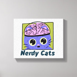 Nerdy Cats, Brain Design Canvas Print