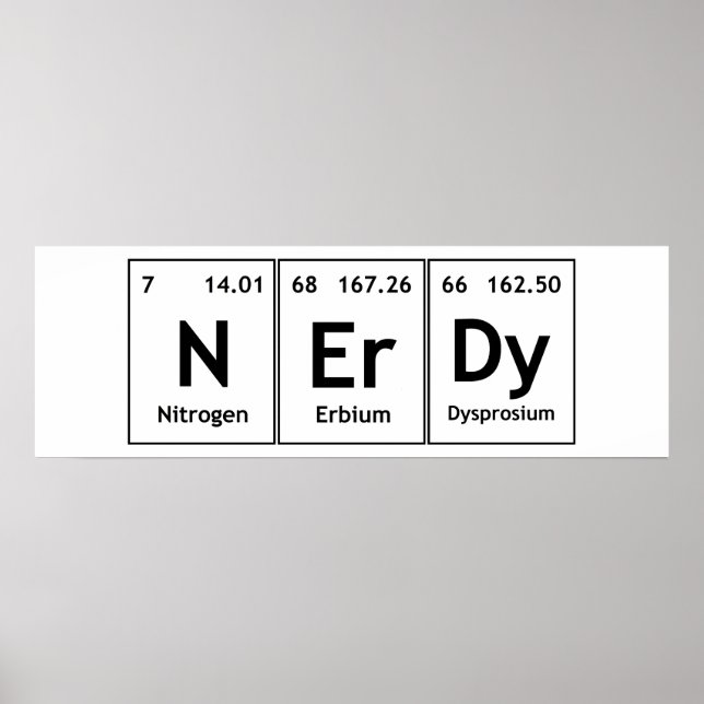 NErDy Chimie Tableau périodique Mots éléments Nerd (Devant)