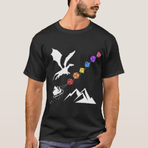 Nerdy Christmas Rainbow Polyhedral Dice Set T-Shirt