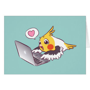 Nerdy cockatiel cute drawing Macbook bird parrot