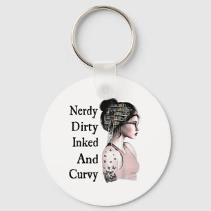 Nerdy Dirty Inked &amp; Curvy Reading Lovers Tatto Keychain