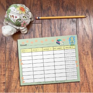 Nerdy Duckling Kid Spring Book Log with Ratings Notepad
