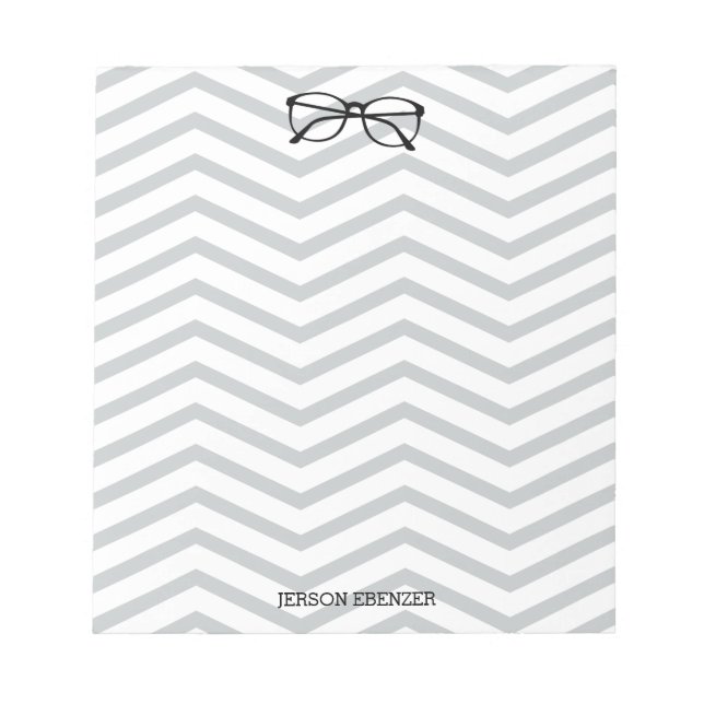 Nerdy Eyeglass Reading Chevron Masculine Notepad (Front)