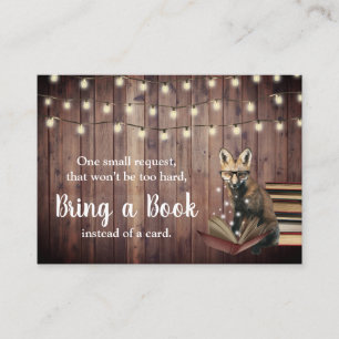 Nerdy Fox Bring a Book Rustic Baby Shower Insert