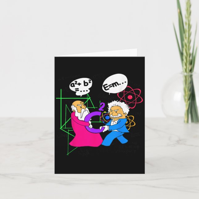Nerdy Funny Pythagoras Fighting Over C Squared Mat Card (Front)