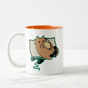 Nerdy Gamer Cat Taco Loading Game Pause Two-Tone Coffee Mug