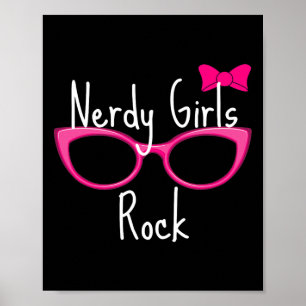 Nerdy Girls Rock T Shirt Gamer Geek Chic Fun Cute Poster